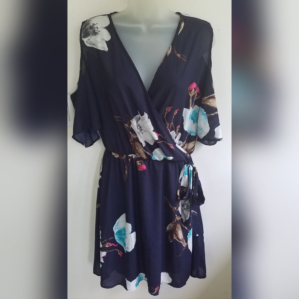 Charlotte Russe Cold Shoulder Faux Wrap Dress